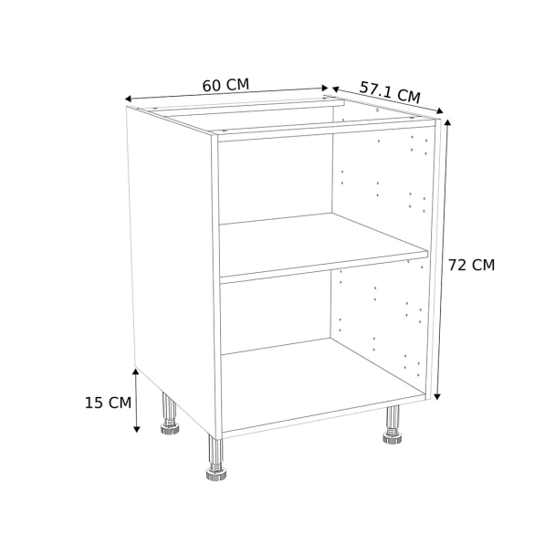 Caisson Meuble bas cuisine Blanc H. 72 cm x L. 60 cm